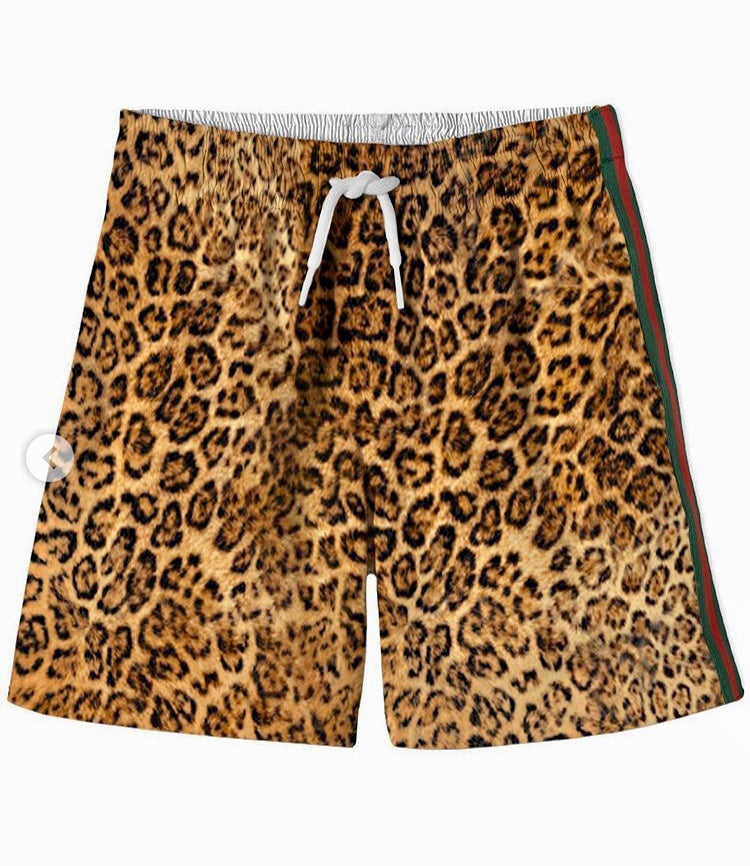 Cheetah Boy Swim Shorts With Stripe