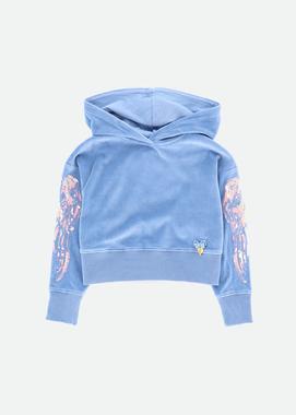 Angels Face Misty Blue Velour Hoodie