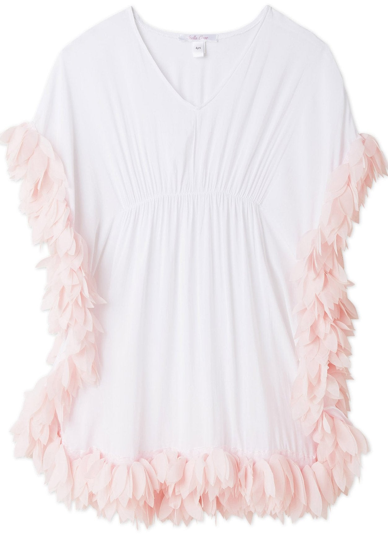 Cover-up Poncho White with Pink Petals