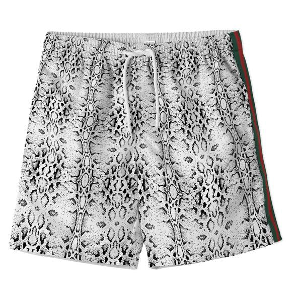 Snake Swim Shorts With Red and Green Stripe