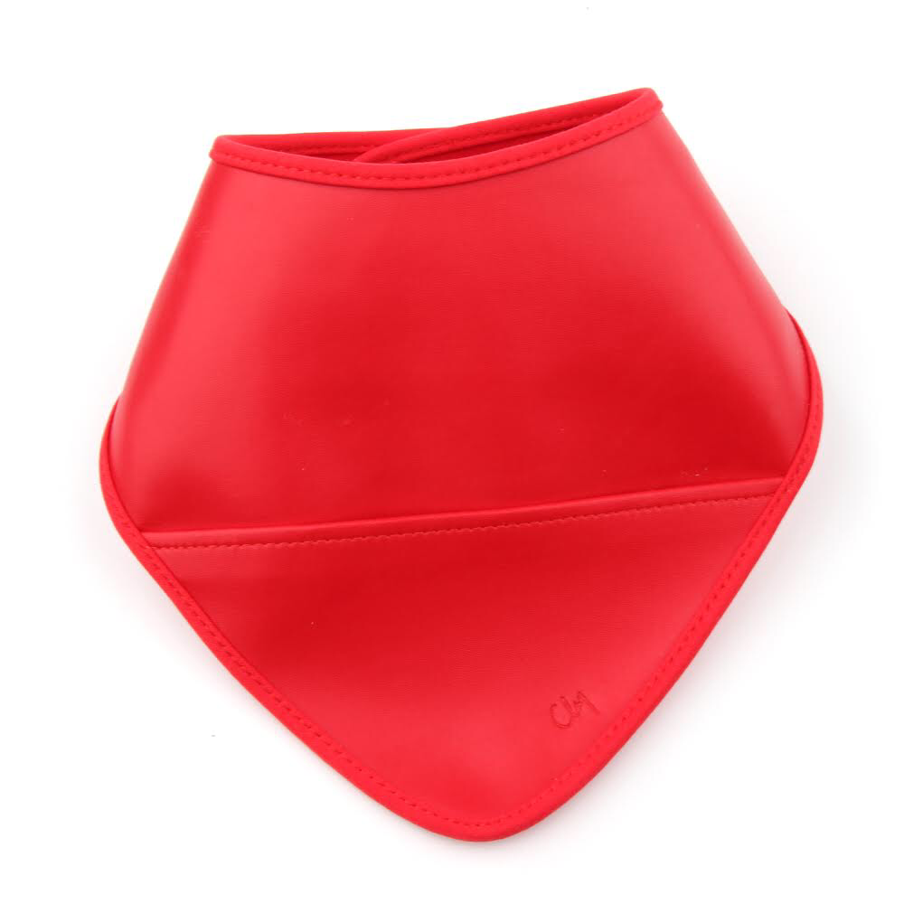 Red Leather Bib With Pocket